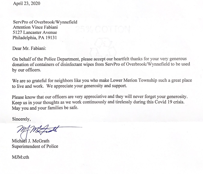 A thanks from our police departments